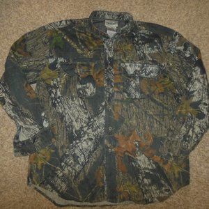 Fieldstaff Large Mossy Oak Camo Full Button Twill Shirt Pockets